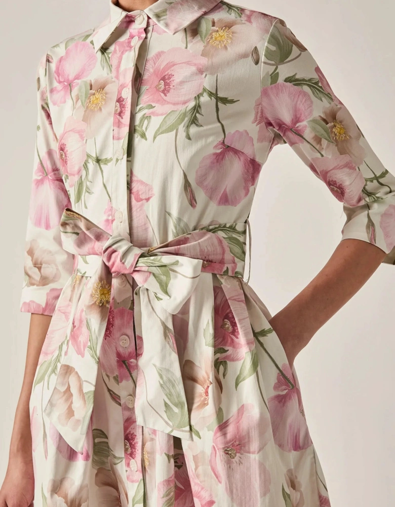 Pink Bloom Cotton Midi Dress