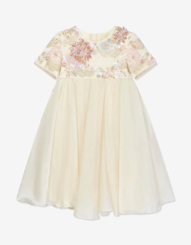 Maison Ava Girls Delphine Embellished Tulle Dress in Ivory