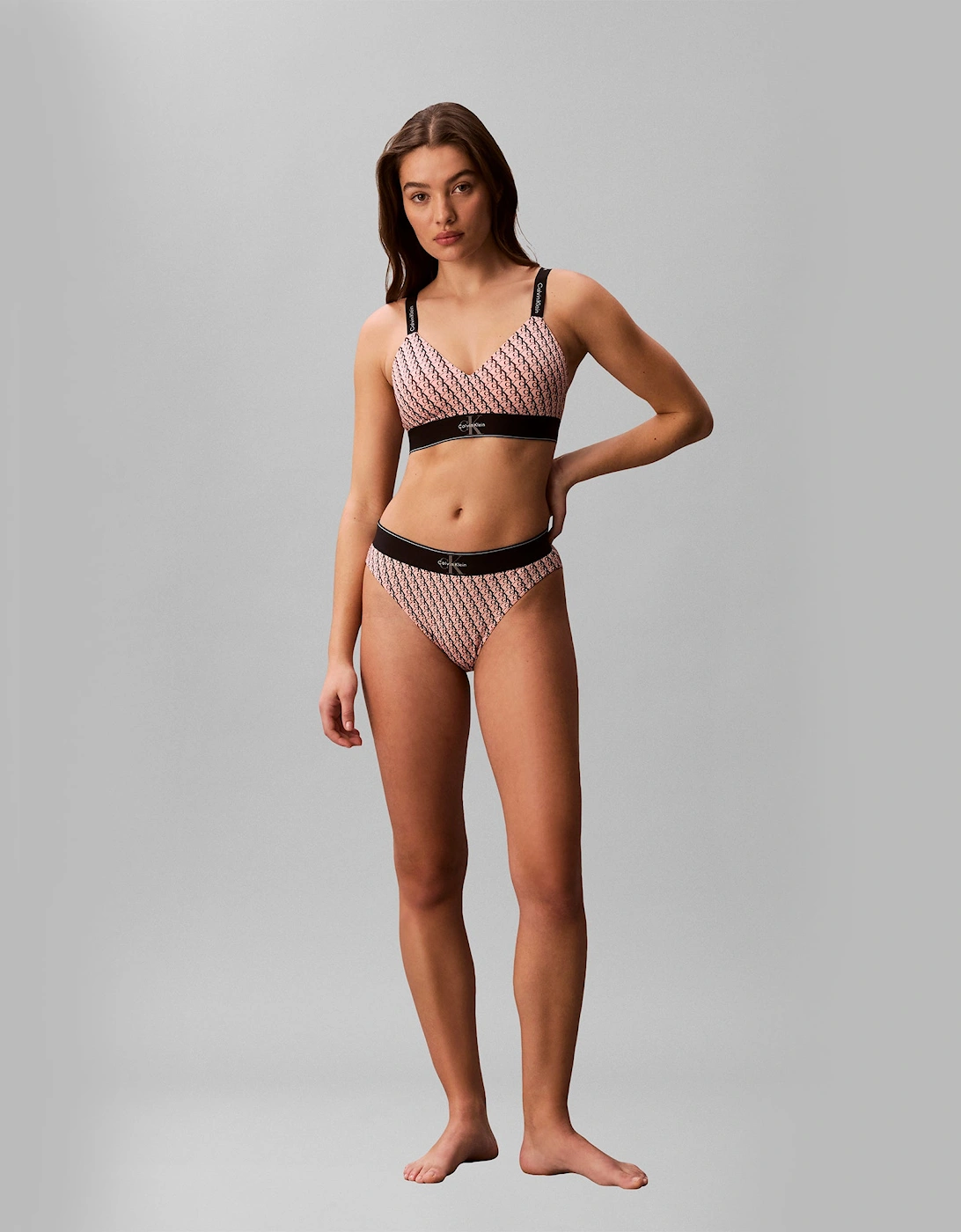 Calvin Klein LIGHTLY LINED BRALETTE Womens High-Waist Briefs Bright Peach