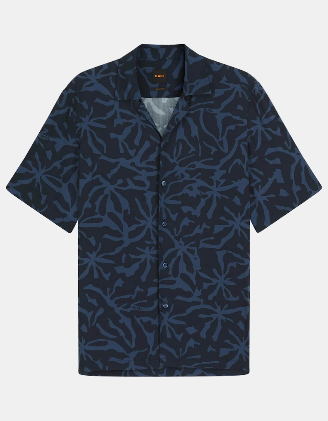 Hugo Boss Men's Navy Boss Orange Rayer Short Sleeve Shirt - Dark Blue 404 - Size: 40/Regular