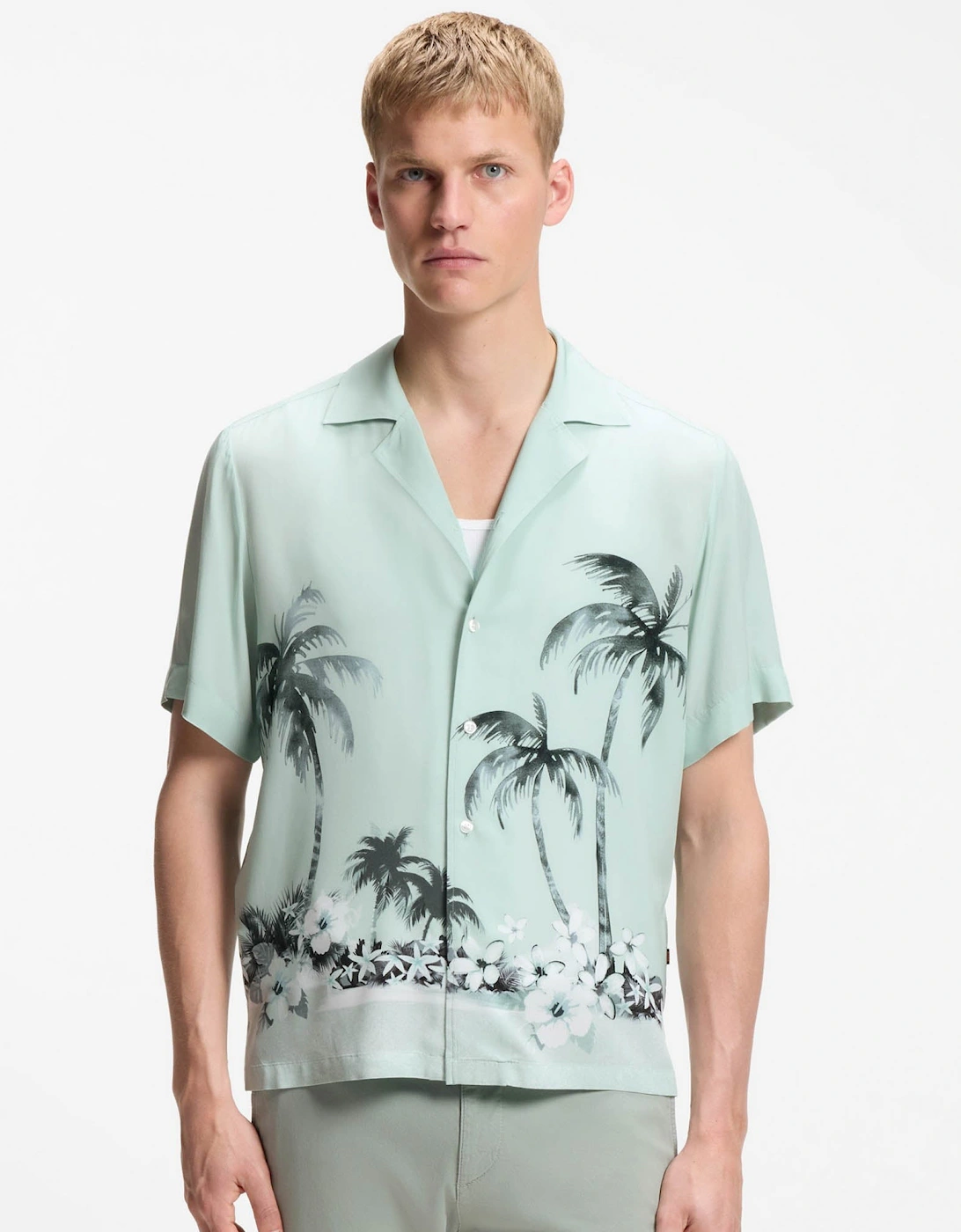 BOSS Orange Rayer Mens Short Sleeve Shirt - Turquoise/Aqua 446