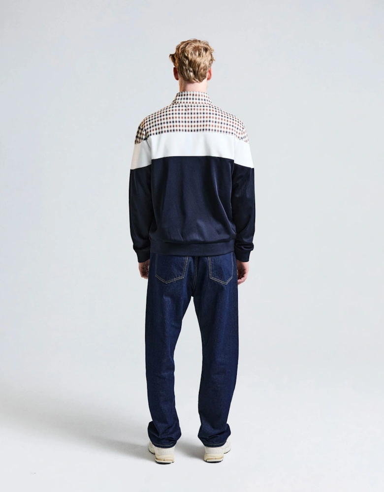 Aquascutum Mens Club Check Shoulder Track Top - Navy 11