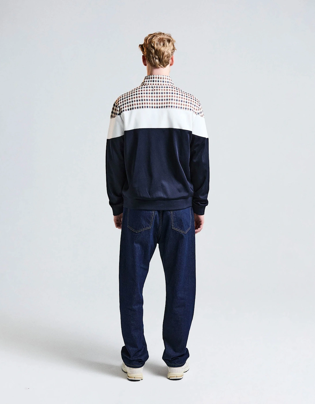 Aquascutum Mens Club Check Shoulder Track Top - Navy 11