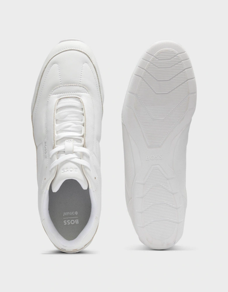 BOSS Orange Jaylen Mens Leather Trainers with Logo Detail - White 100