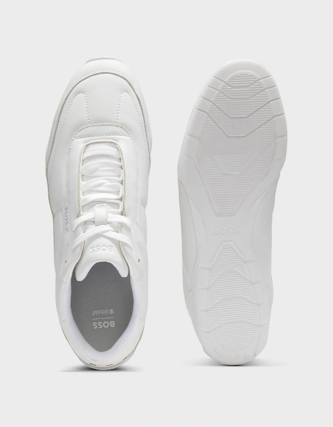 BOSS Orange Jaylen Mens Leather Trainers with Logo Detail - White 100