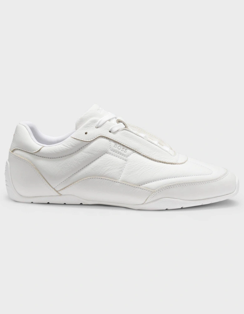BOSS Orange Jaylen Mens Leather Trainers with Logo Detail - White 100