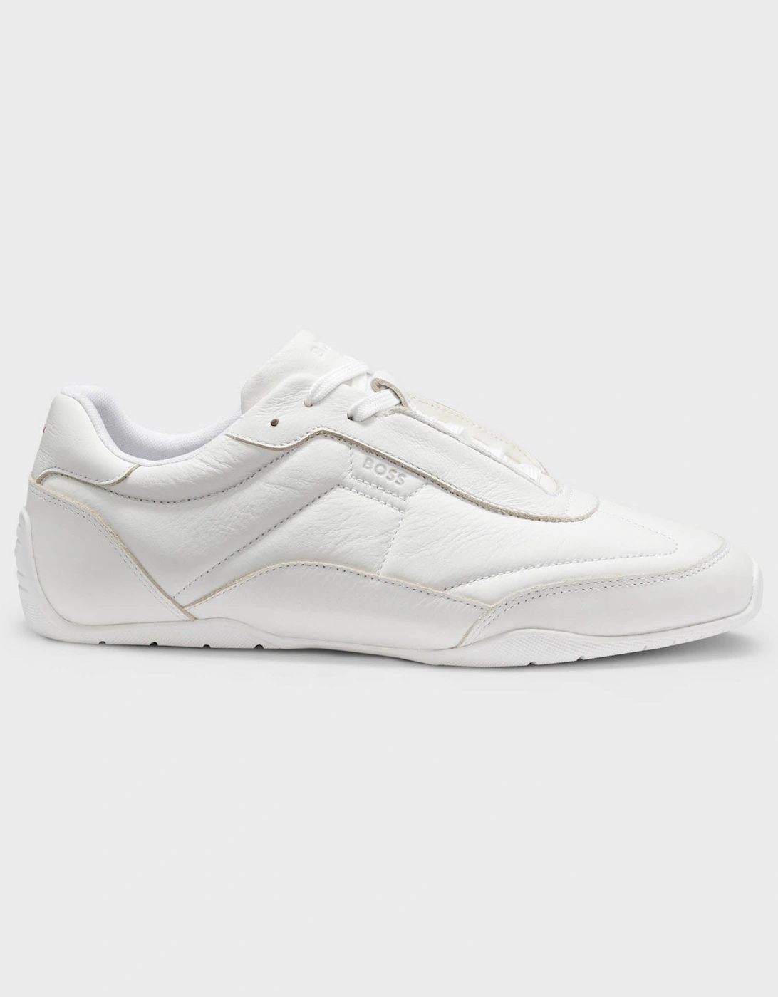 BOSS Orange Jaylen Mens Leather Trainers with Logo Detail - White 100