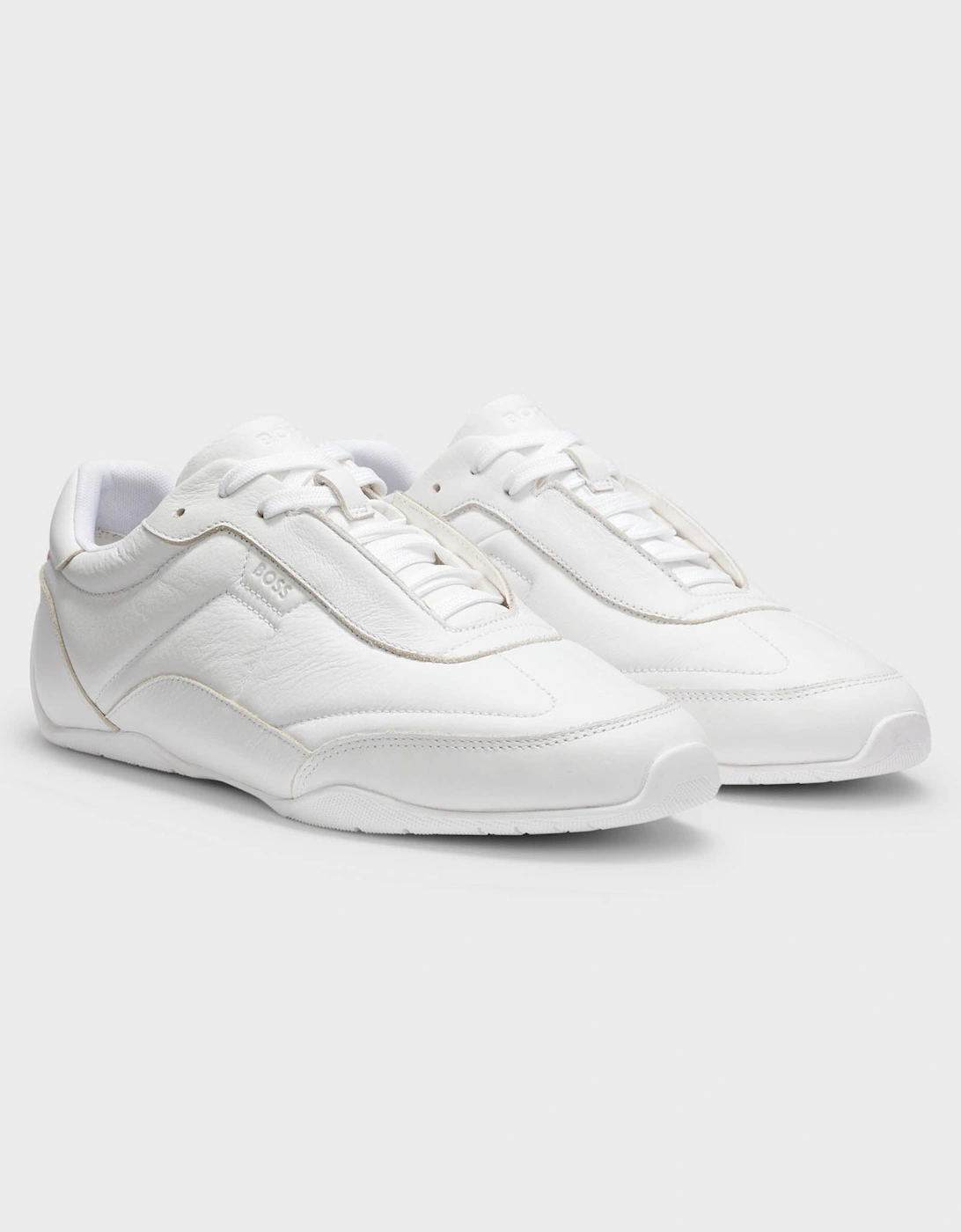 BOSS Orange Jaylen Mens Leather Trainers with Logo Detail - White 100
