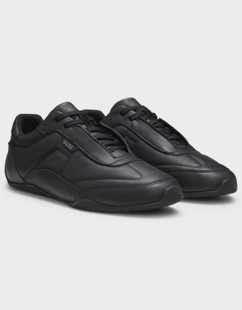 BOSS Orange Jaylen Mens Leather Trainers with Logo Detail  - Black 005