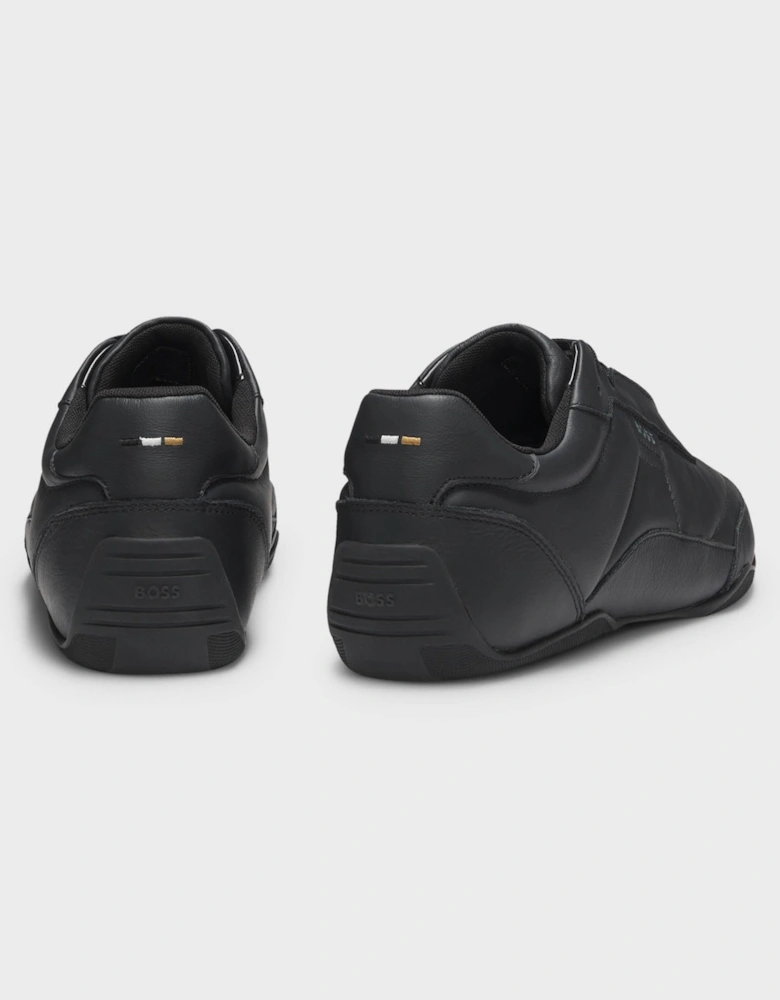BOSS Orange Jaylen Mens Leather Trainers with Logo Detail  - Black 005