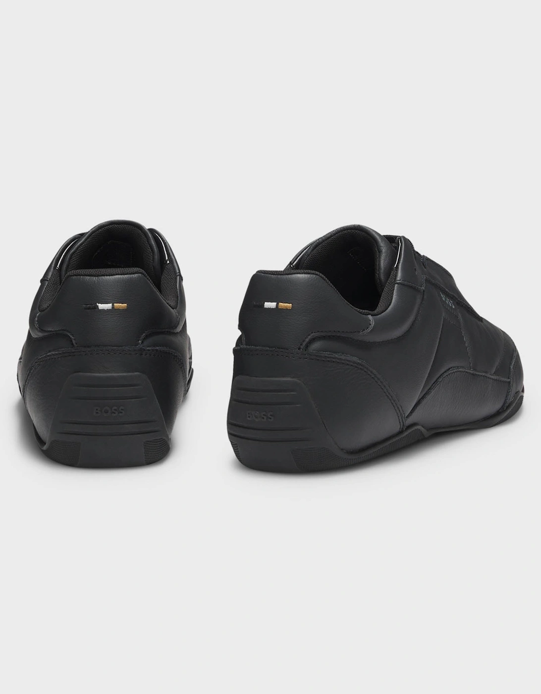 BOSS Orange Jaylen Mens Leather Trainers with Logo Detail  - Black 005