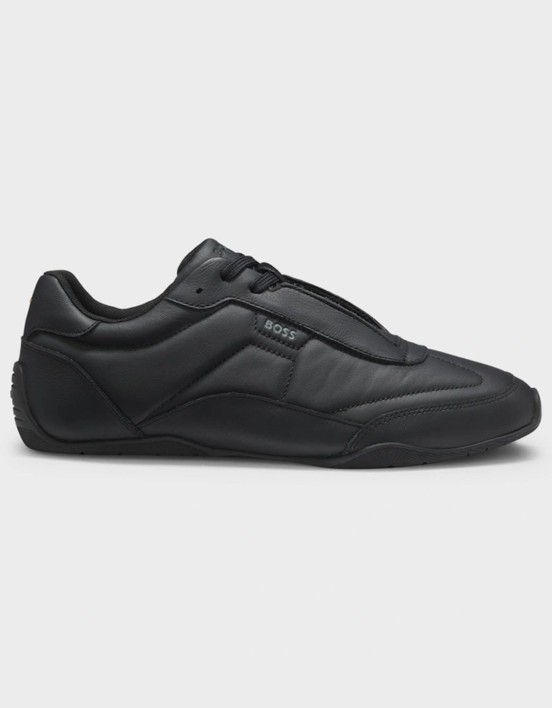 BOSS Orange Jaylen Mens Leather Trainers with Logo Detail  - Black 005