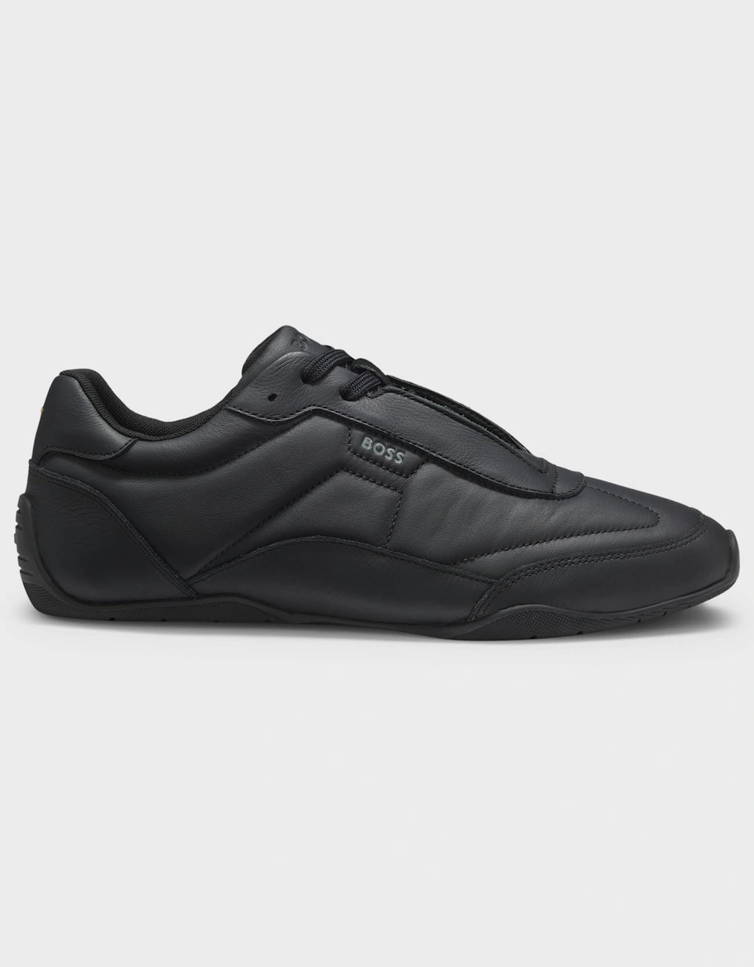 BOSS Orange Jaylen Mens Leather Trainers with Logo Detail  - Black 005