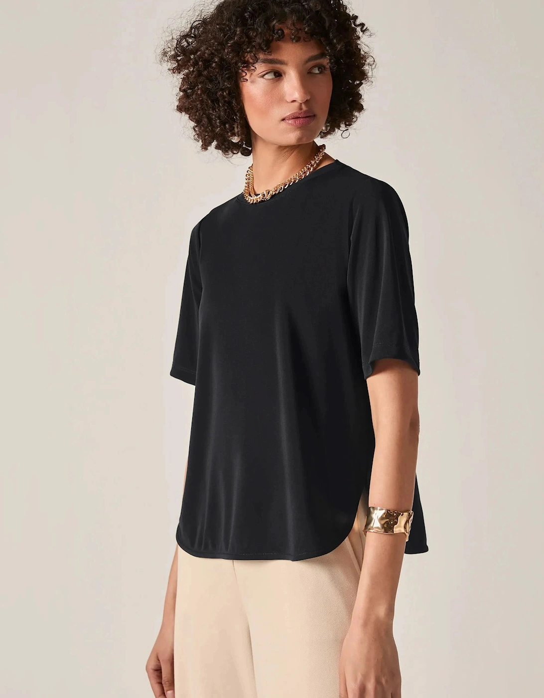 Black Jersey Relaxed Top