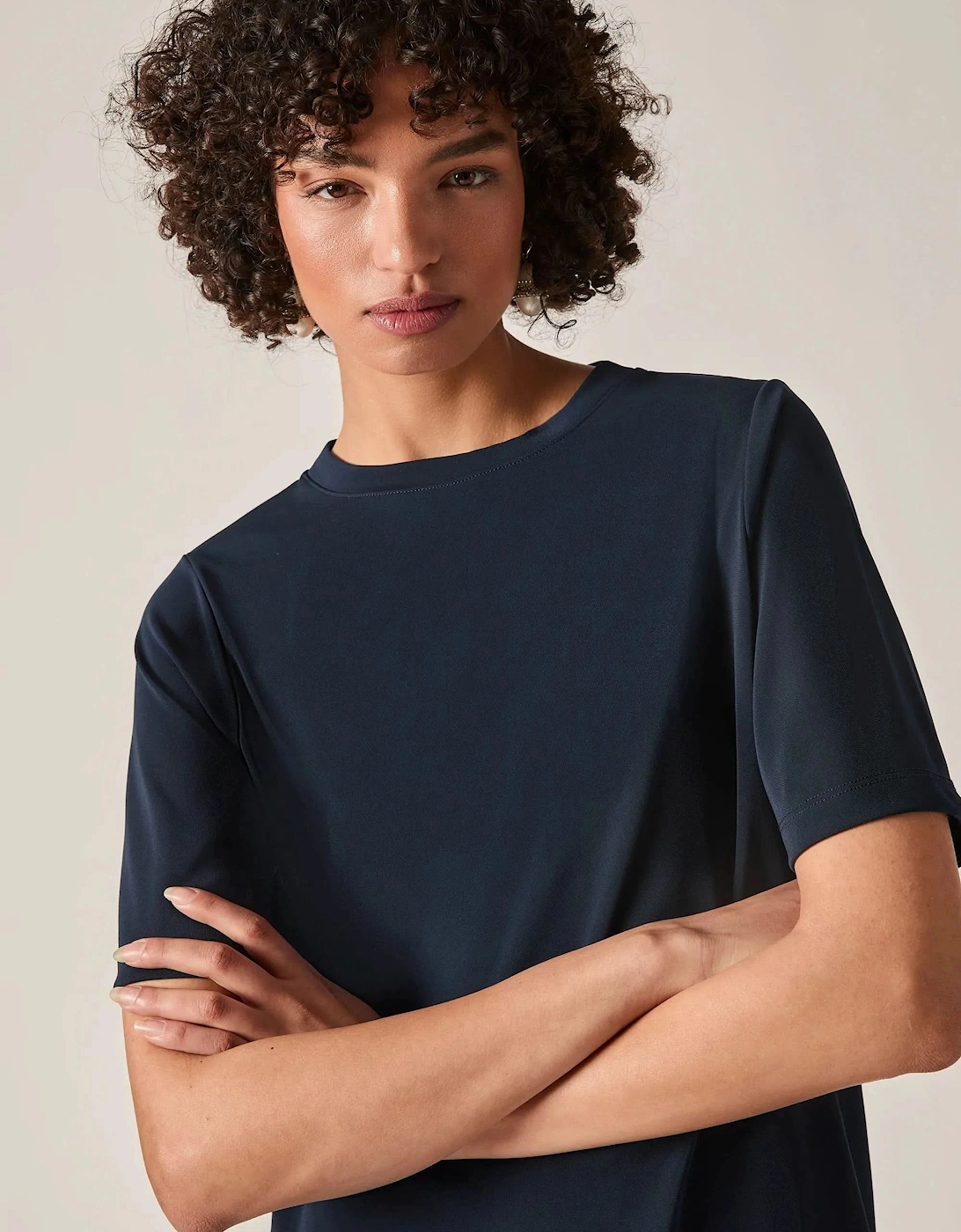 Navy Jersey Relaxed Top