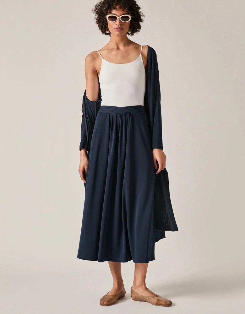 Navy Jersey Midi Skirt