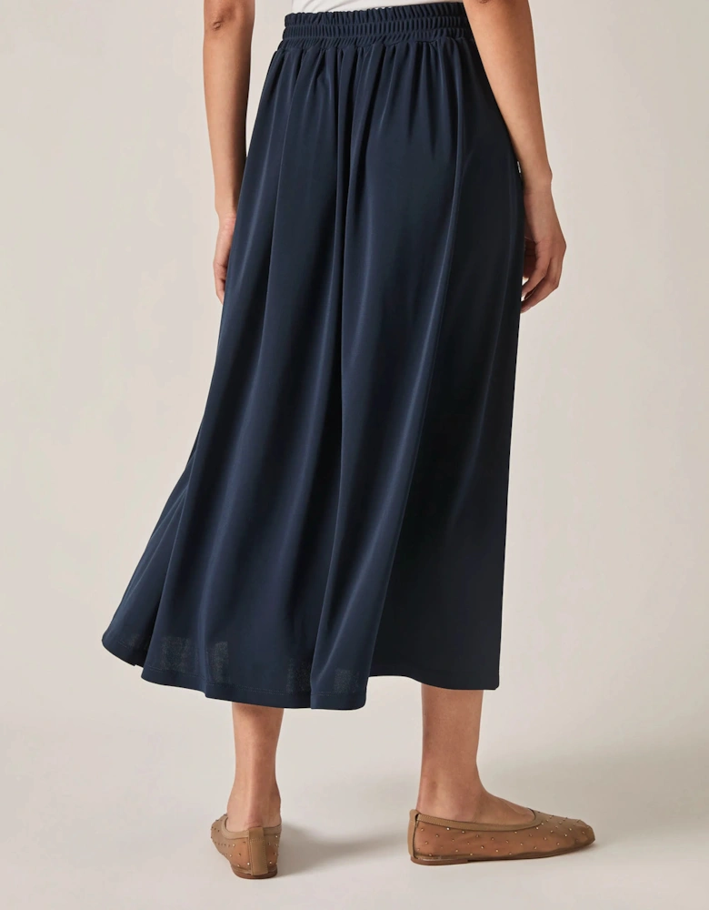 Navy Jersey Midi Skirt