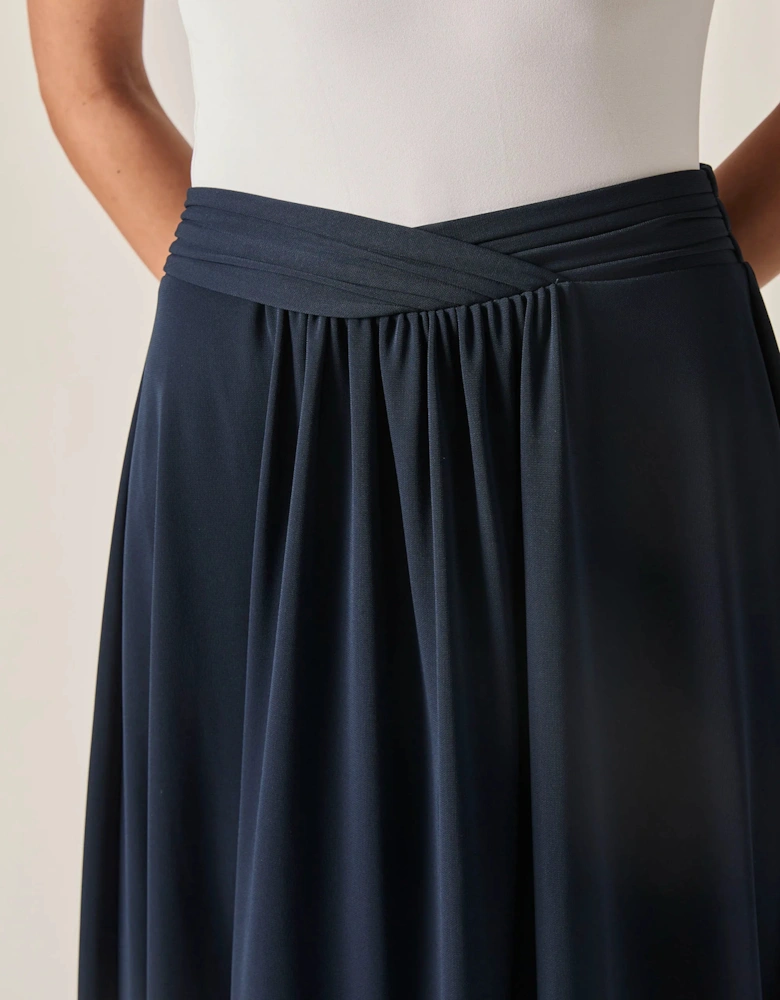 Navy Jersey Midi Skirt
