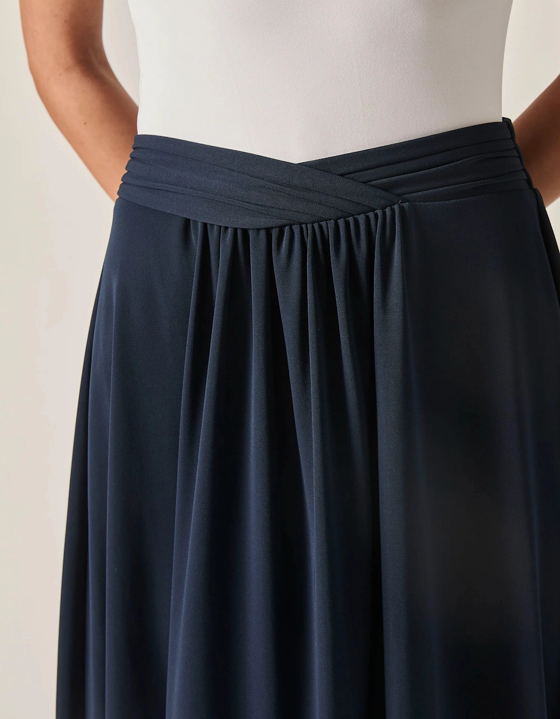 Navy Jersey Midi Skirt