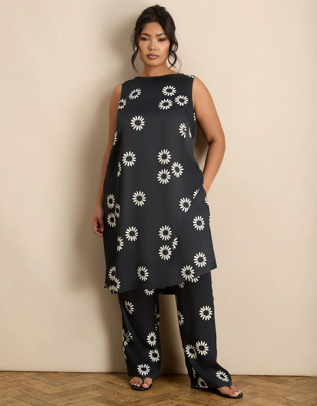 Black Floral Print Straight Leg Trouser, 5 of 4