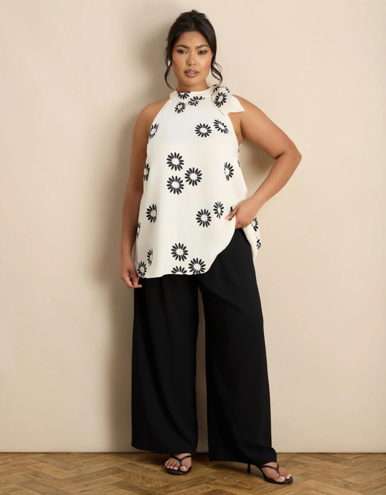 Black Pleat Front Straight Leg Tailored Trouser