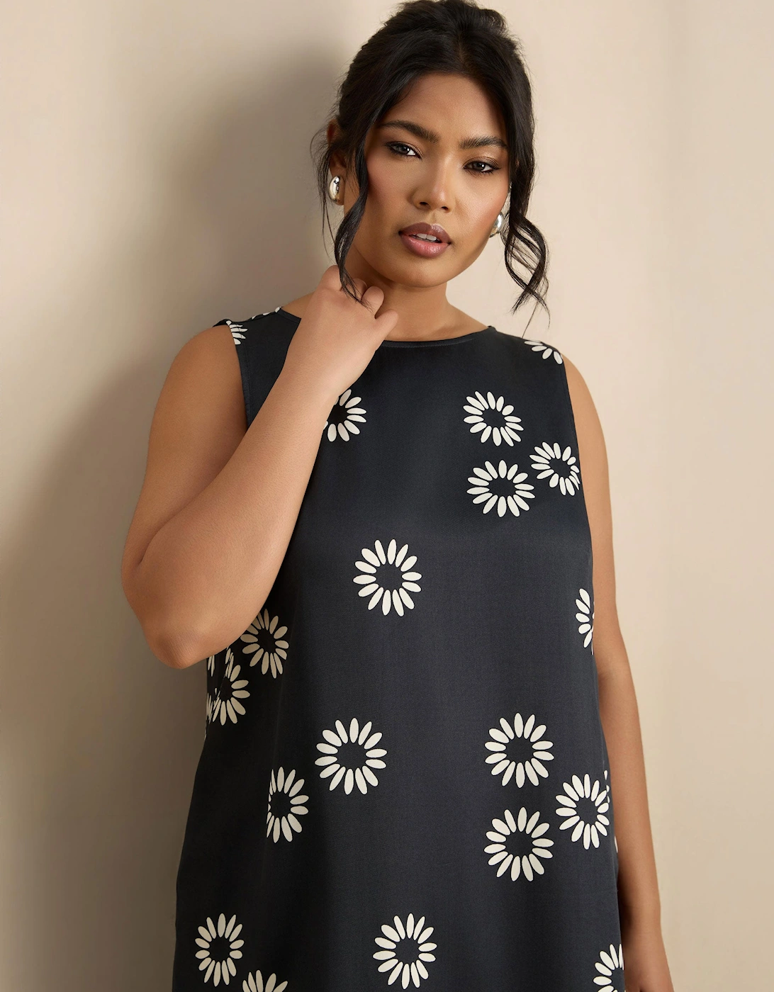 Black Floral Print Side Split Tunic, 6 of 5