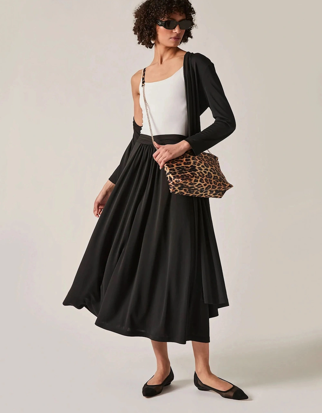 Black Jersey Midi Skirt