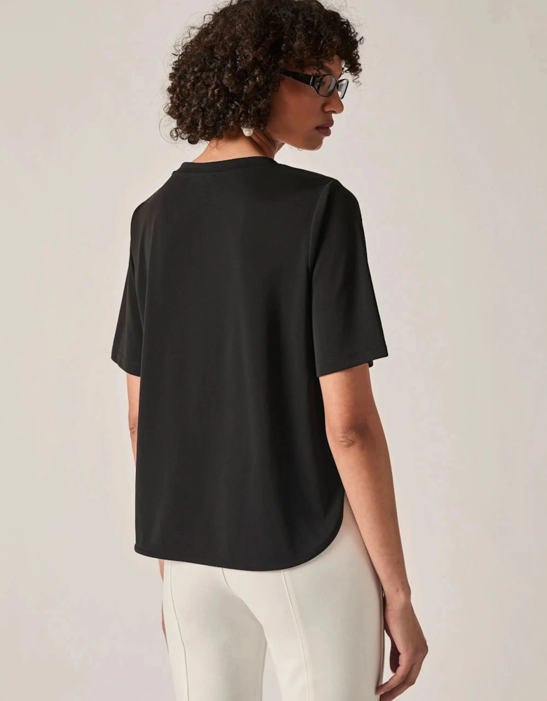Black Jersey V-Neck Top