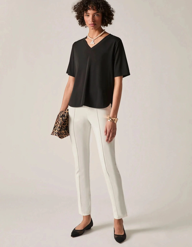 Black Jersey V-Neck Top