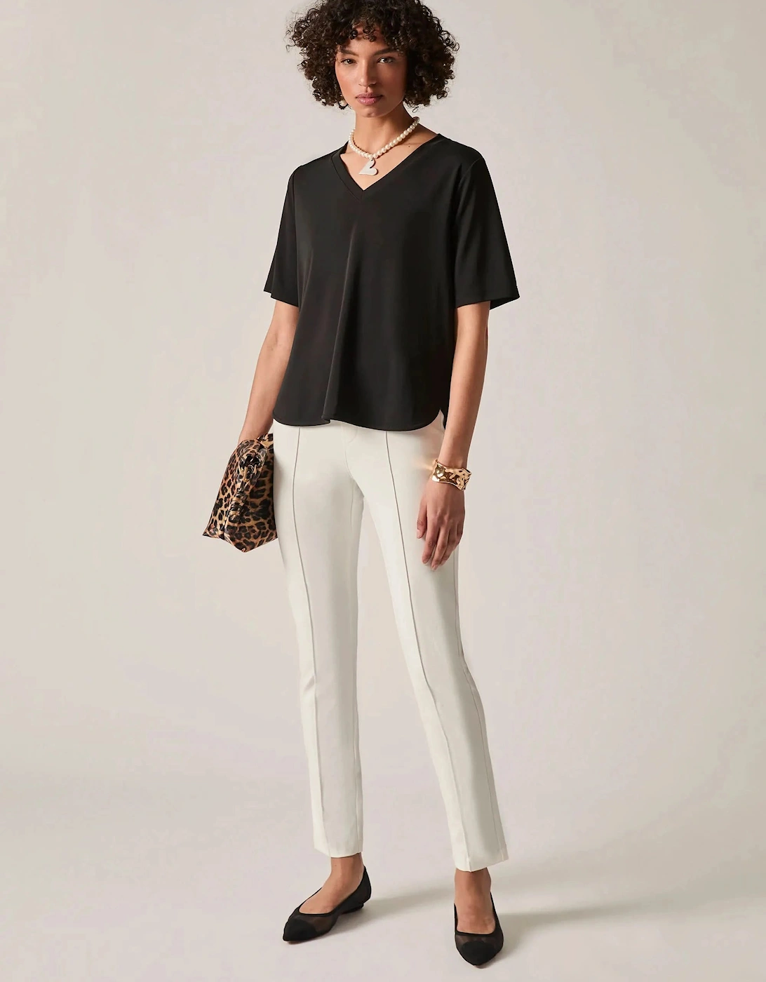 Black Jersey V-Neck Top