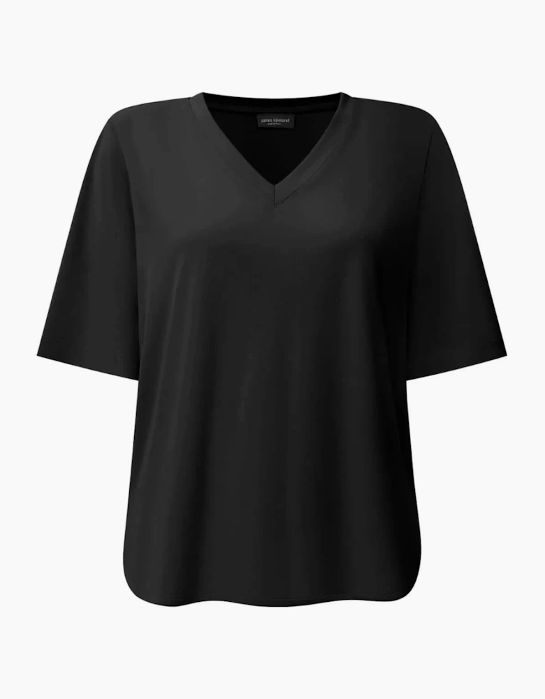 Black Jersey V-Neck Top