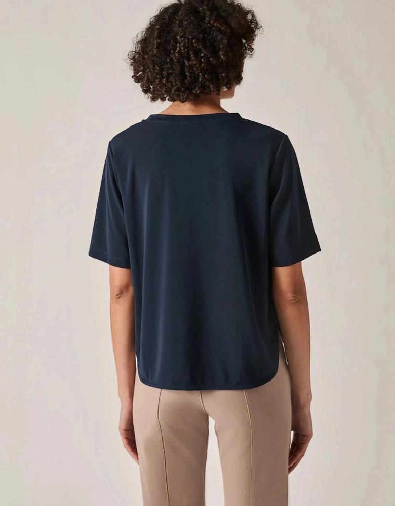 Navy Jersey V-Neck Top