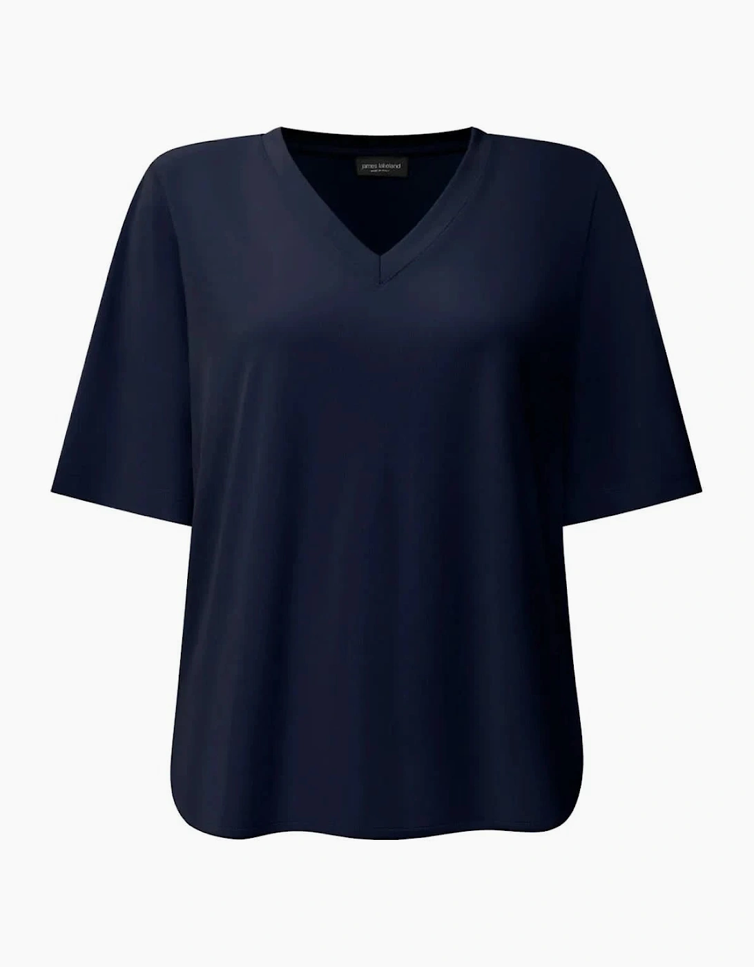 Navy Jersey V-Neck Top
