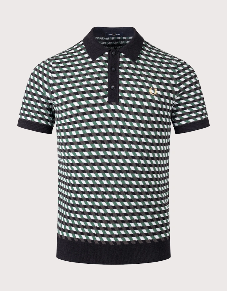 Regular Fit Geometric Knitted Polo Shirt