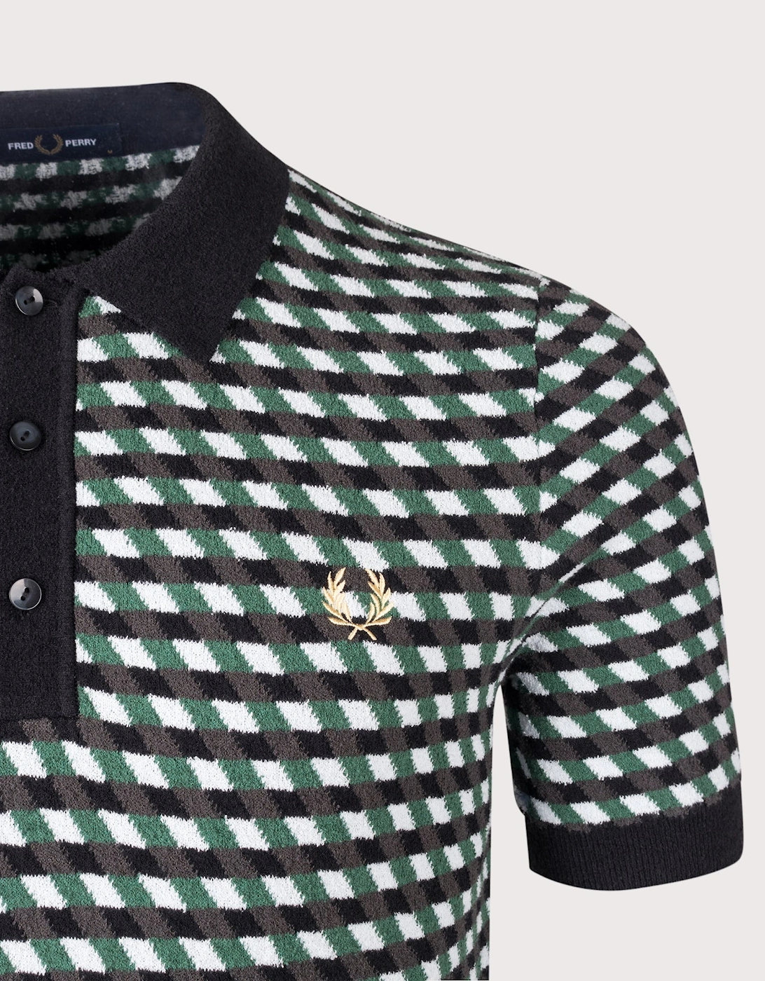 Regular Fit Geometric Knitted Polo Shirt