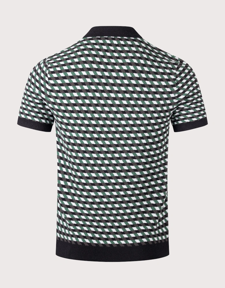 Regular Fit Geometric Knitted Polo Shirt
