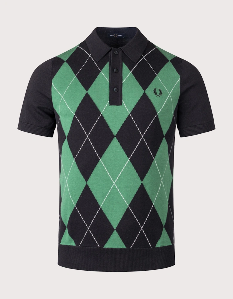 Regular Fit Argyle Knitted Polo Shirt