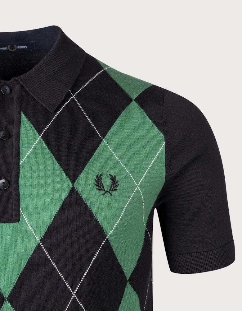 Regular Fit Argyle Knitted Polo Shirt