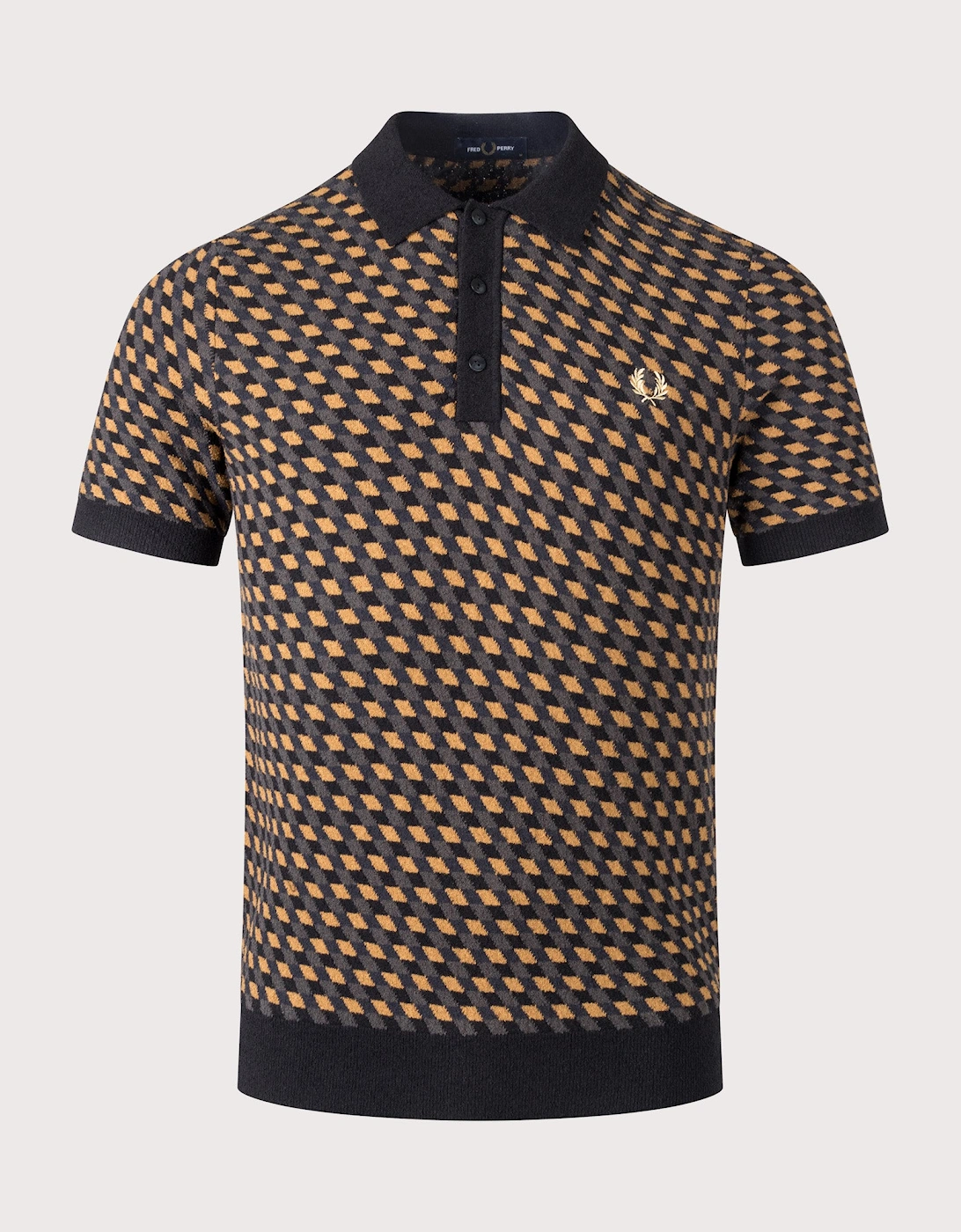 Regular Fit Geometric Knitted Polo Shirt, 5 of 4