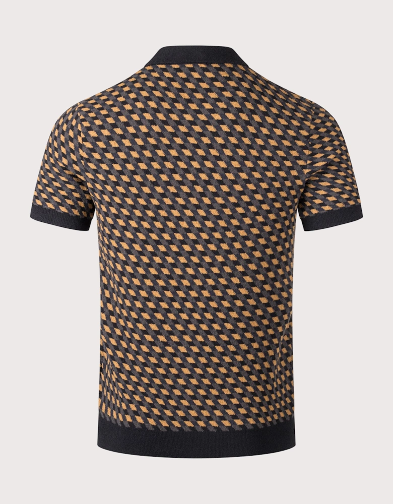 Regular Fit Geometric Knitted Polo Shirt