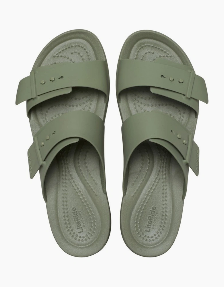 Brooklyn Buckle Womens Low Wedge Sandals