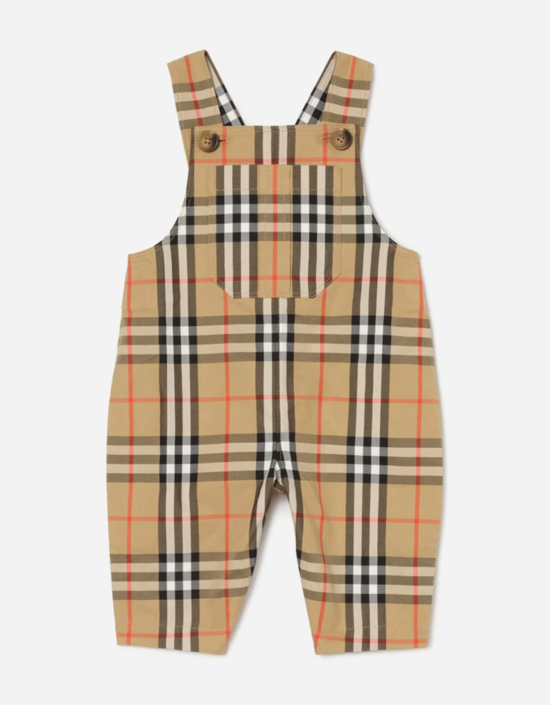 Burberry Baby Boys Darwin Check Dungaree Set in Beige