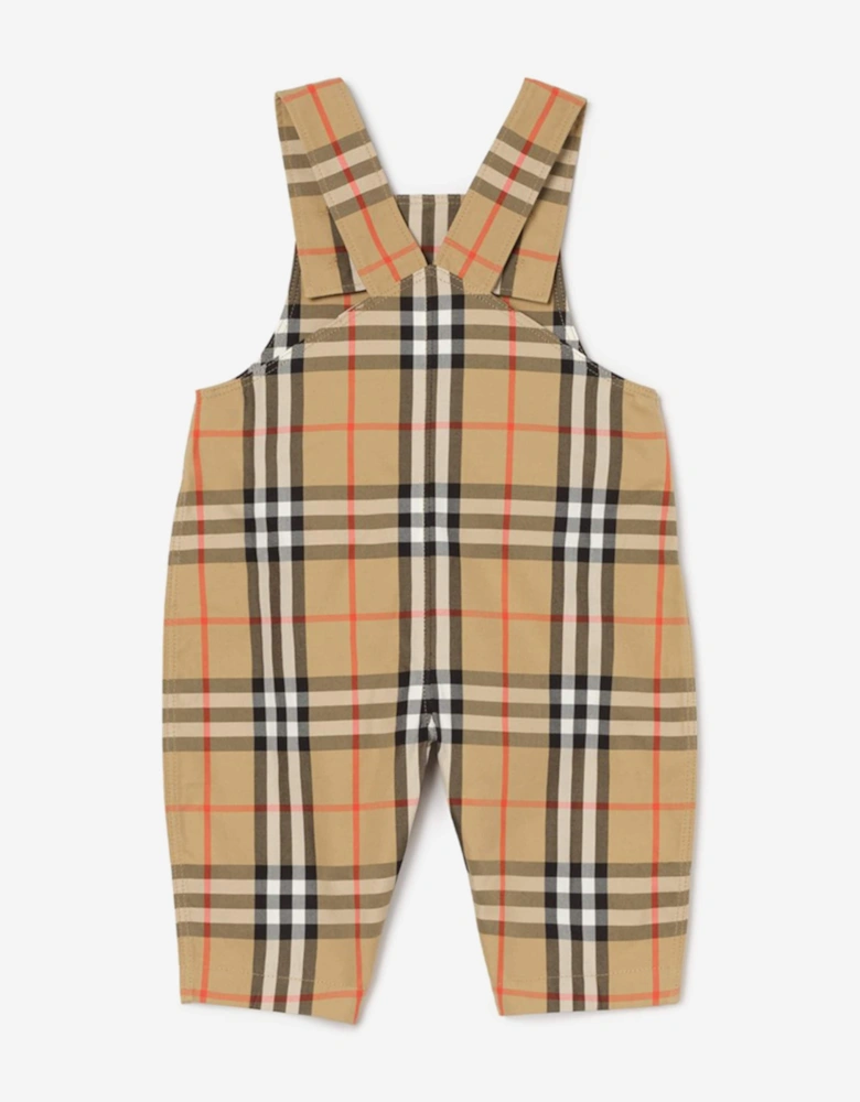 Burberry Baby Boys Darwin Check Dungaree Set in Beige