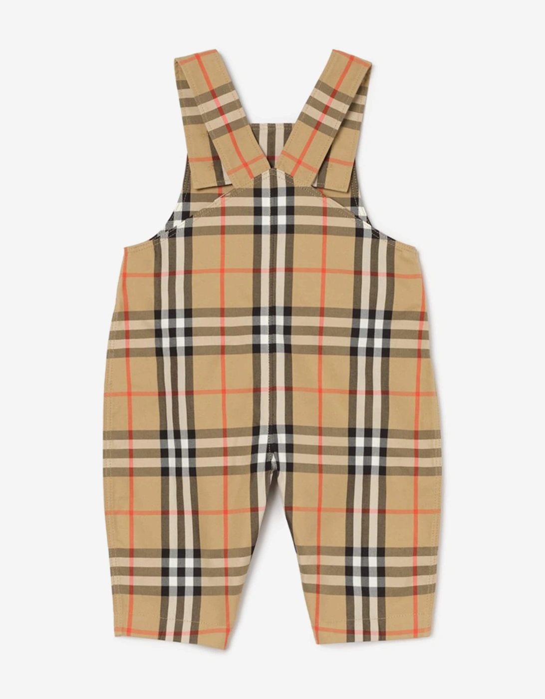 Burberry Baby Boys Darwin Check Dungaree Set in Beige