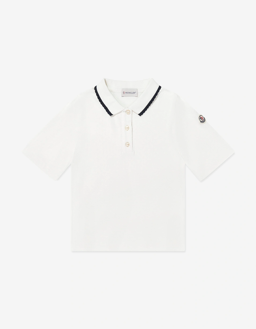 Moncler Enfant Girls Cotton Polo Shirt in White, 5 of 4