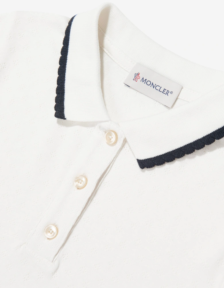 Moncler Enfant Girls Cotton Polo Shirt in White