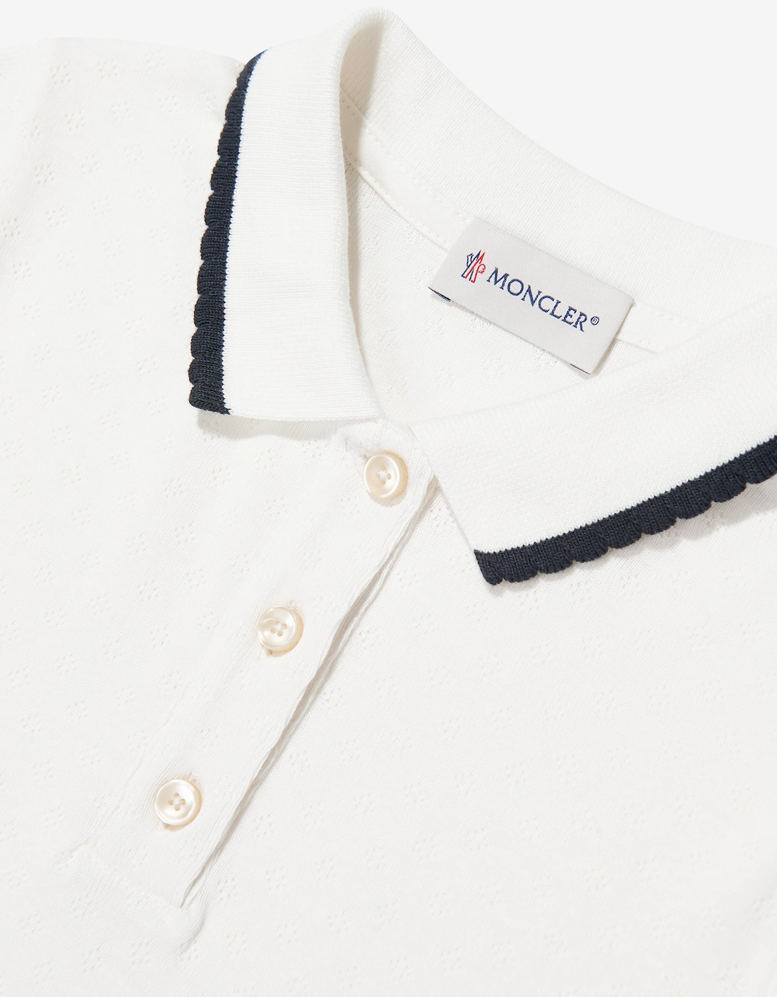 Moncler Enfant Girls Cotton Polo Shirt in White