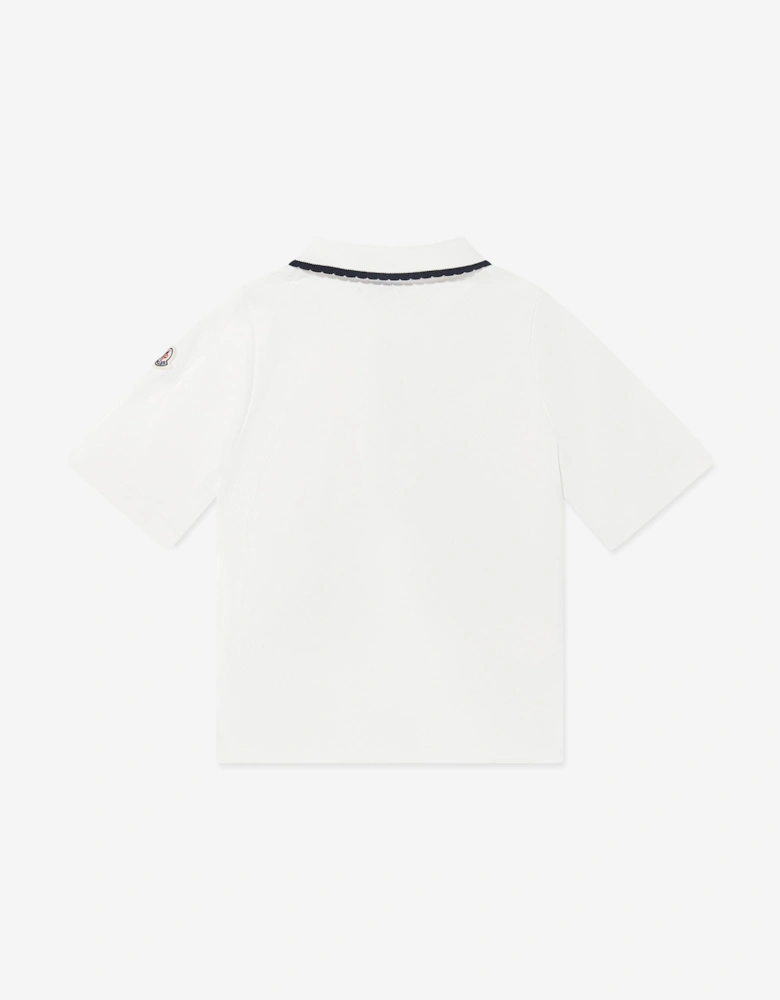 Moncler Enfant Girls Cotton Polo Shirt in White
