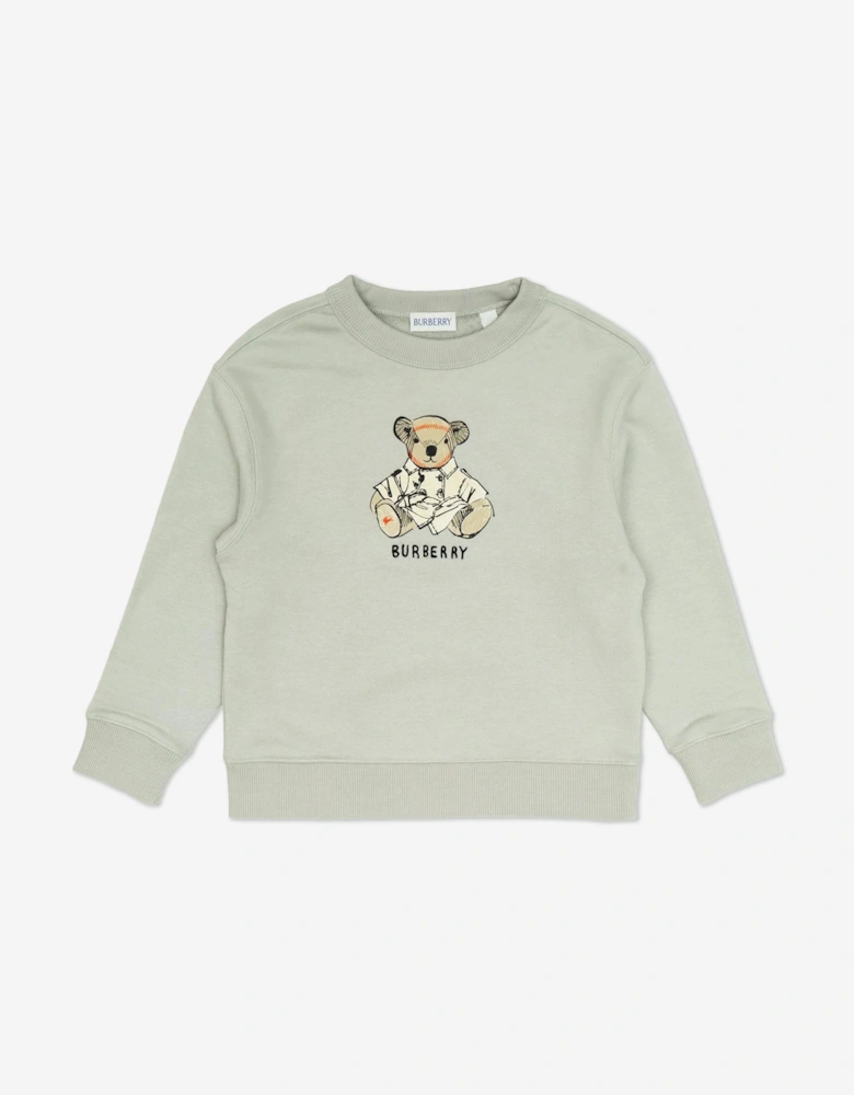 Burberry Boys Thomas Bear Cotton Sweatshirt in Grey