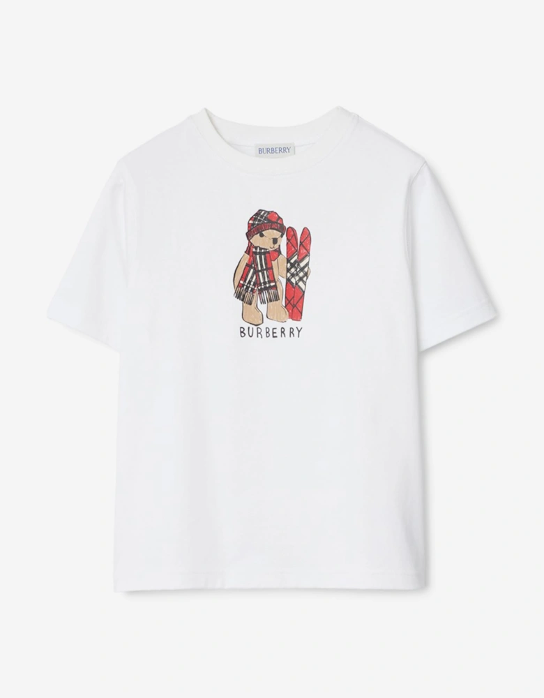 Burberry Girls Cedar Ski Bear T-Shirt in White